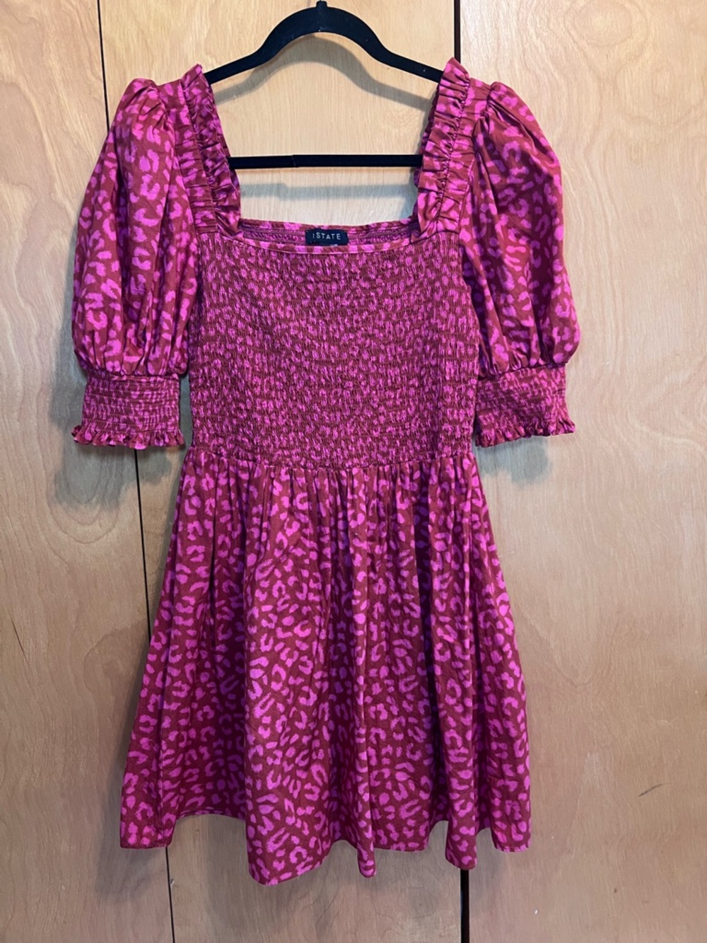 1. STATE Fuchsia Smocked Square Neck Dress